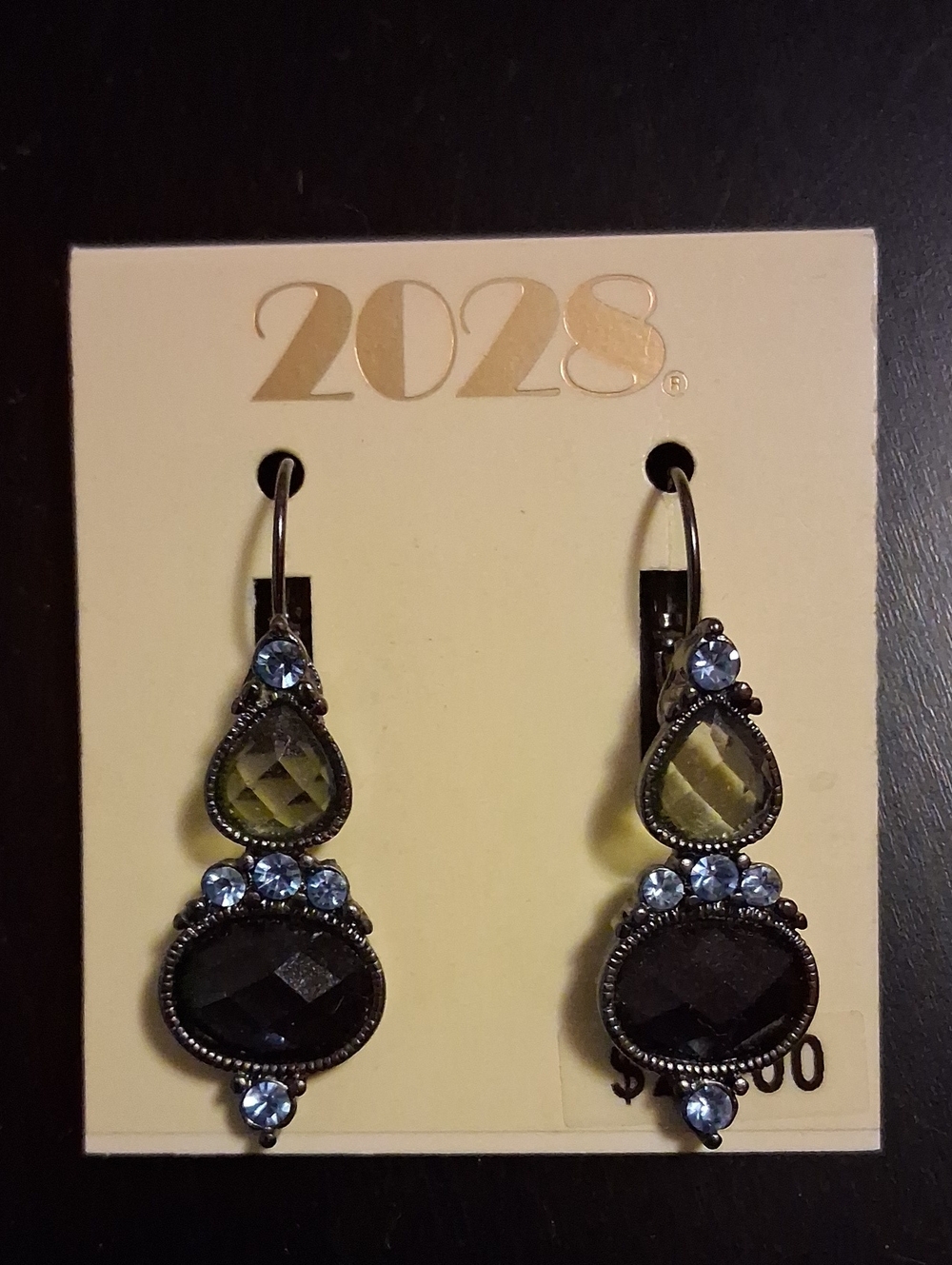 Black and Olive Drop Earrings